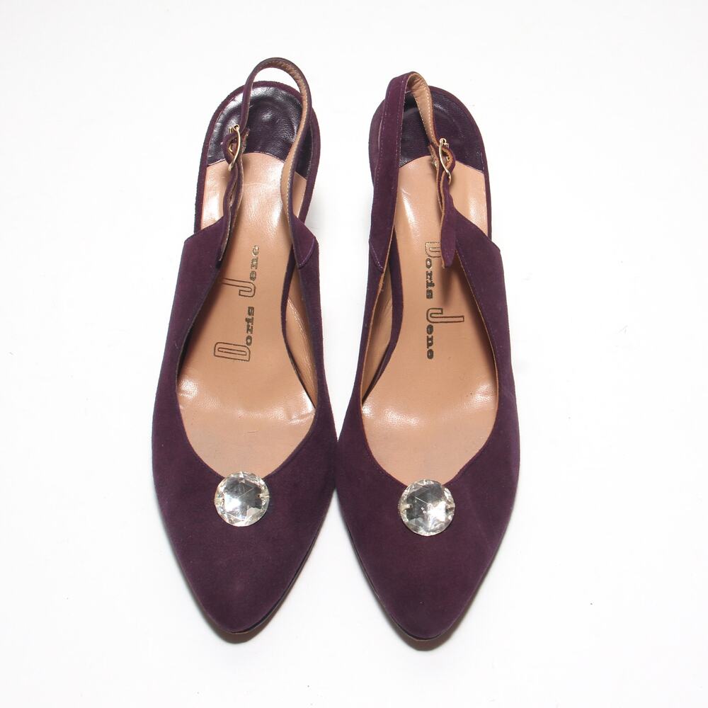 Vintage Doris Jene Purple Suede Slingback Pumps Heels Size 6.5M - Picture 7 of 8